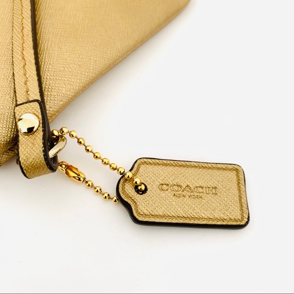 Coach Leather Wristlet Gold Good Condition - Picture 5 of 8